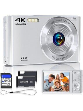 4K Autofocus Digital Camera for Teens & Kids, 16X Zoom, Compact & Gift Ready